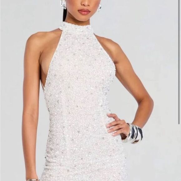Retrofete Sparkling White Mini Dress - Picture 2 of 5